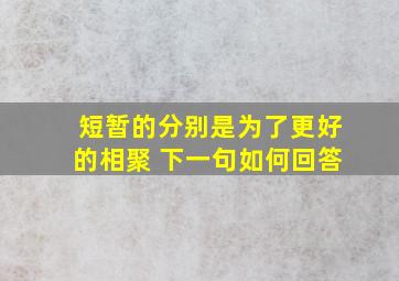 短暂的分别是为了更好的相聚 下一句如何回答